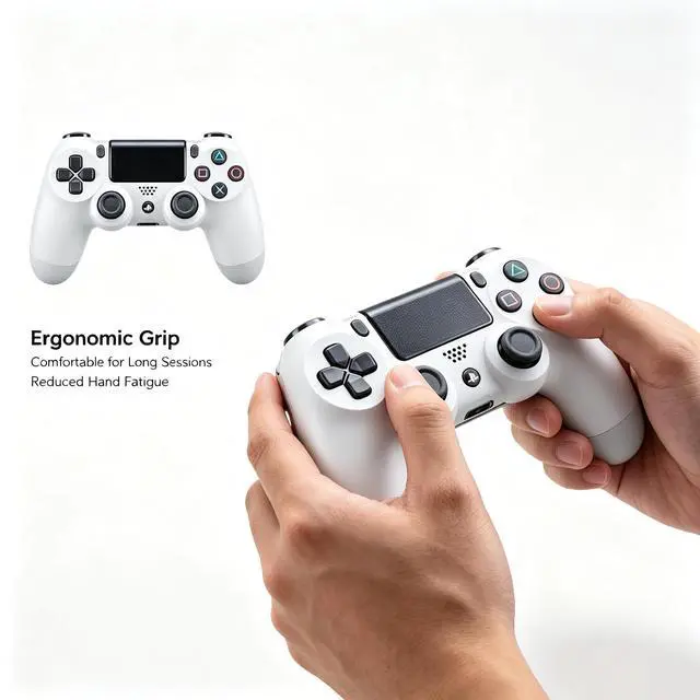 Alt view image 5 of 6 - DualShock 4 Wireless Controller for PlayStation 4, Bluetooth Gamepad with Dual Vibration, Touch Pad, 3.5mm Audio Jack, Six-Axis Motion Sensor for PS4/Slim/Pro Console (White)