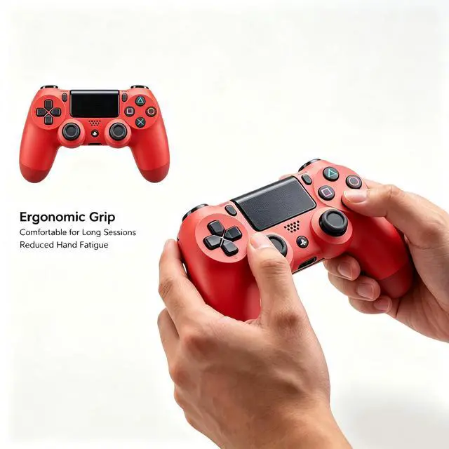 Alt view image 5 of 6 - DualShock 4 Wireless Controller for PlayStation 4, Bluetooth Gamepad with Dual Vibration, Touch Pad, 3.5mm Audio Jack, Six-Axis Motion Sensor for PS4/Slim/Pro Console (Red)