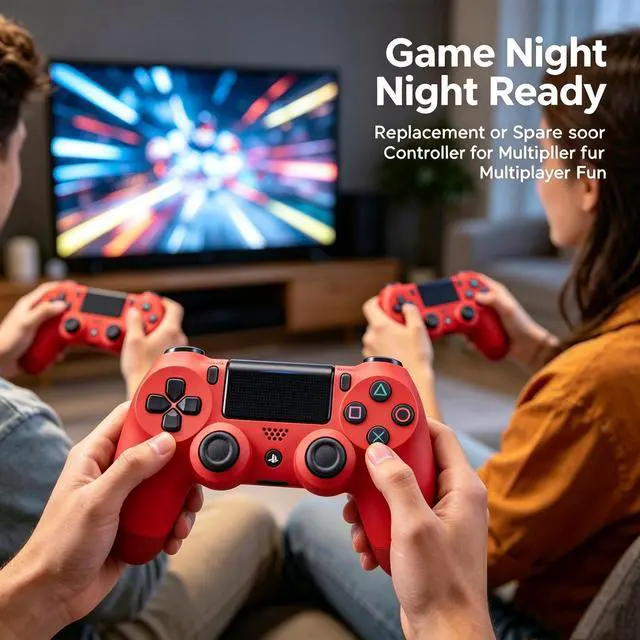 Alt view image 6 of 6 - DualShock 4 Wireless Controller for PlayStation 4, Bluetooth Gamepad with Dual Vibration, Touch Pad, 3.5mm Audio Jack, Six-Axis Motion Sensor for PS4/Slim/Pro Console (Red)