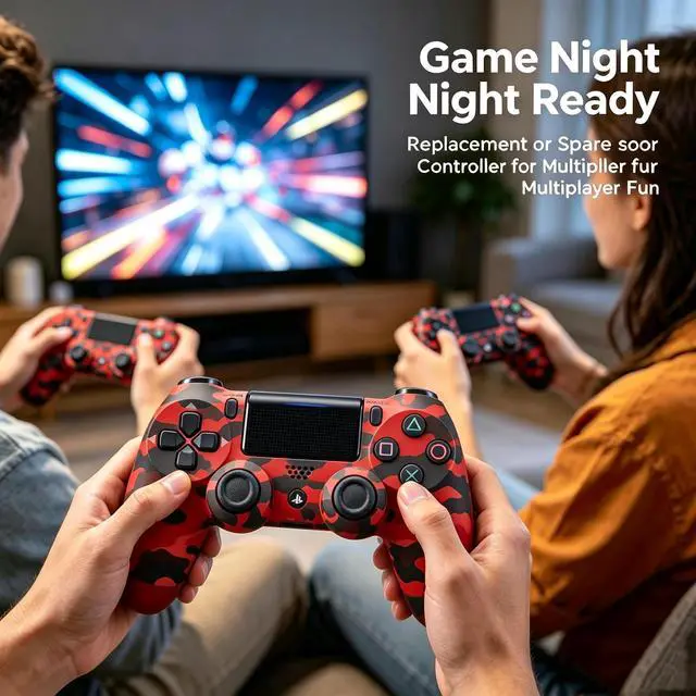 Alt view image 6 of 6 - DualShock 4 Wireless Controller for PlayStation 4, Bluetooth Gamepad with Dual Vibration, Touch Pad, 3.5mm Audio Jack, Six-Axis Motion Sensor for PS4/Slim/Pro Console (Camouflage Red)
