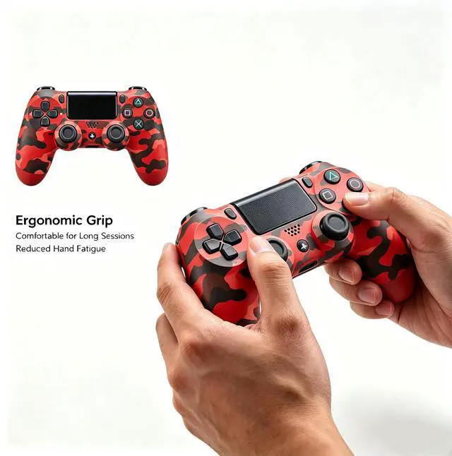 Alt view image 5 of 6 - DualShock 4 Wireless Controller for PlayStation 4, Bluetooth Gamepad with Dual Vibration, Touch Pad, 3.5mm Audio Jack, Six-Axis Motion Sensor for PS4/Slim/Pro Console (Camouflage Red)