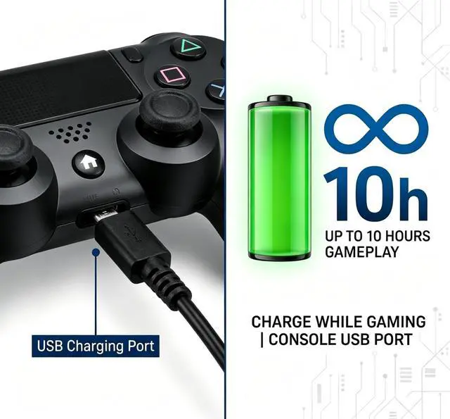 Alt view image 5 of 7 - DualShock 4 Wireless Controller for PlayStation 4, Bluetooth Gamepad with Dual Vibration, Touch Pad, 3.5mm Audio Jack, Six-Axis Motion Sensor for PS4/Slim/Pro Console (Black)