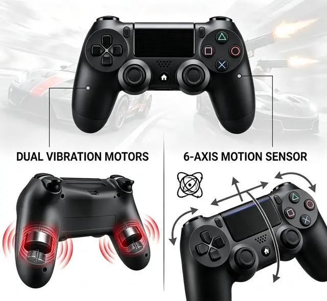 Alt view image 3 of 7 - DualShock 4 Wireless Controller for PlayStation 4, Bluetooth Gamepad with Dual Vibration, Touch Pad, 3.5mm Audio Jack, Six-Axis Motion Sensor for PS4/Slim/Pro Console (Black)
