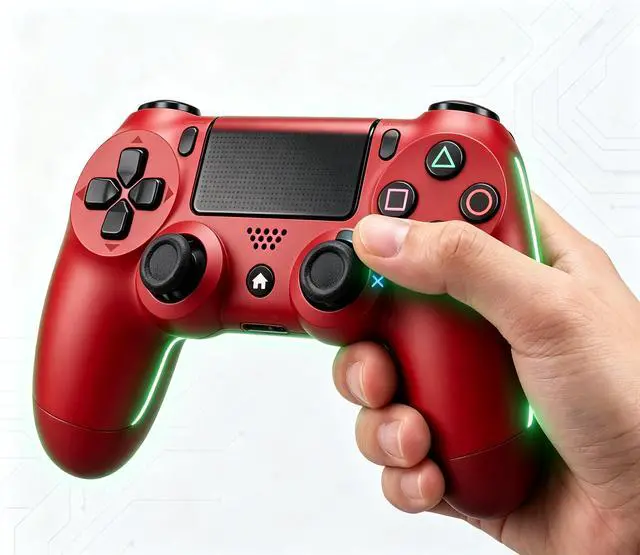 Alt view image 6 of 7 - DualShock 4 Wireless Controller for PlayStation 4, Bluetooth Gamepad with Dual Vibration, Touch Pad, 3.5mm Audio Jack, Six-Axis Motion Sensor for PS4/Slim/Pro Console (Red)
