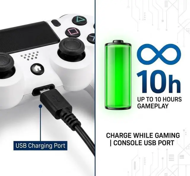 Alt view image 5 of 7 - DualShock 4 Wireless Controller for PlayStation 4, Bluetooth Gamepad with Dual Vibration, Touch Pad, 3.5mm Audio Jack, Six-Axis Motion Sensor for PS4/Slim/Pro Console (White)