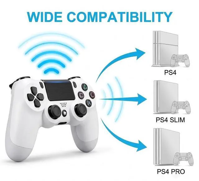Alt view image 4 of 7 - DualShock 4 Wireless Controller for PlayStation 4, Bluetooth Gamepad with Dual Vibration, Touch Pad, 3.5mm Audio Jack, Six-Axis Motion Sensor for PS4/Slim/Pro Console (White)