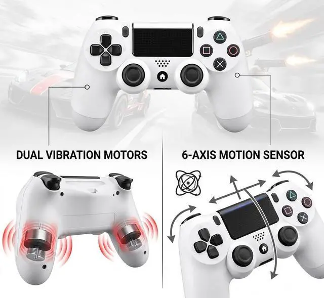 Alt view image 3 of 7 - DualShock 4 Wireless Controller for PlayStation 4, Bluetooth Gamepad with Dual Vibration, Touch Pad, 3.5mm Audio Jack, Six-Axis Motion Sensor for PS4/Slim/Pro Console (White)