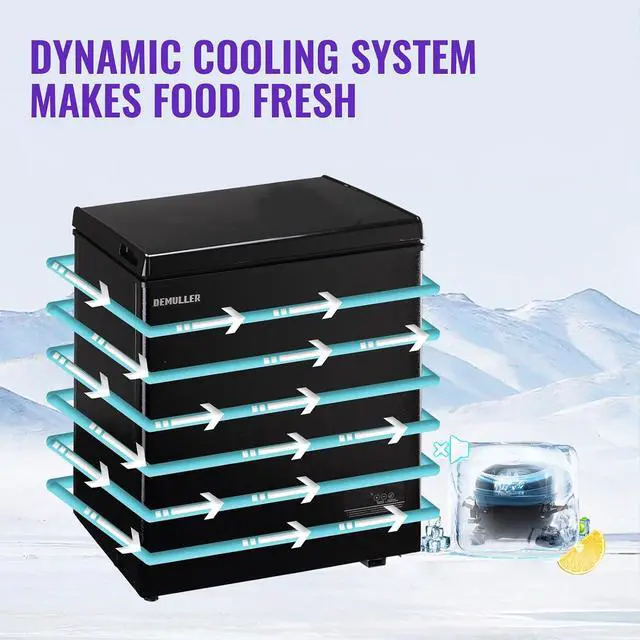 Alt view image 5 of 7 - DEMULLER 4.0Cu.ft Compact Chest Freezer, Small Deep Freezers with Top Open Door & Electronic Panel & Two Storage Wire Baskets, Temp Range -12 to 50 , Black