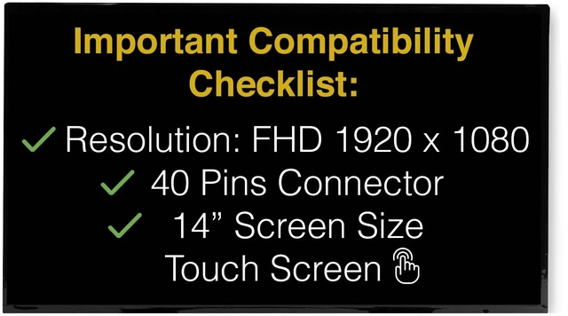 Alt view image 3 of 7 - Touch Screen for HP ELITEBOOK 645 G9 40 Pins FHD 1920x1080 Matte Replacement, LCD LED Display, Tools and Tape Included