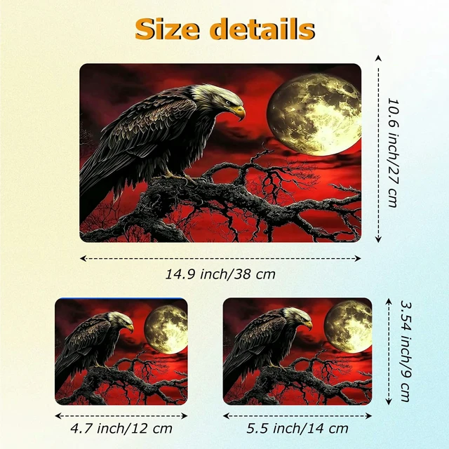 Alt view image 2 of 7 - Universal Laptop Skin Sticker with 2 Wrist Pad Decals, 3-Piece Removable Vinyl Laptop Cover, Dark Moon Crow Waterproof Anti-Scratch, Easy-Trim Fit for 13.3" 14" 15.6" Laptops