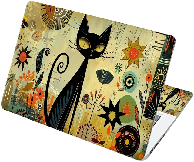 Main image of Universal Laptop Skin Sticker with 2 Wrist Pad Decals, 3-Piece Removable Vinyl Laptop Cover, Graffiti Cat Waterproof Anti-Scratch, Easy-Trim Fit for 13.3" 14" 15.6" Laptops