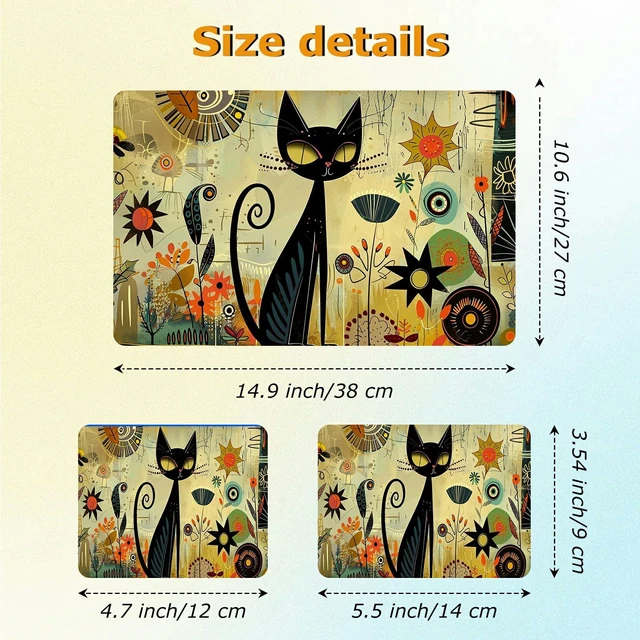 Alt view image 2 of 7 - Universal Laptop Skin Sticker with 2 Wrist Pad Decals, 3-Piece Removable Vinyl Laptop Cover, Graffiti Cat Waterproof Anti-Scratch, Easy-Trim Fit for 13.3" 14" 15.6" Laptops