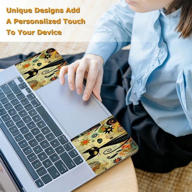Alt view image 6 of 7 - Universal Laptop Skin Sticker with 2 Wrist Pad Decals, 3-Piece Removable Vinyl Laptop Cover, Graffiti Cat Waterproof Anti-Scratch, Easy-Trim Fit for 13.3" 14" 15.6" Laptops