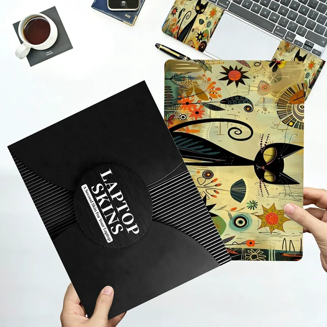 Alt view image 7 of 7 - Universal Laptop Skin Sticker with 2 Wrist Pad Decals, 3-Piece Removable Vinyl Laptop Cover, Graffiti Cat Waterproof Anti-Scratch, Easy-Trim Fit for 13.3" 14" 15.6" Laptops
