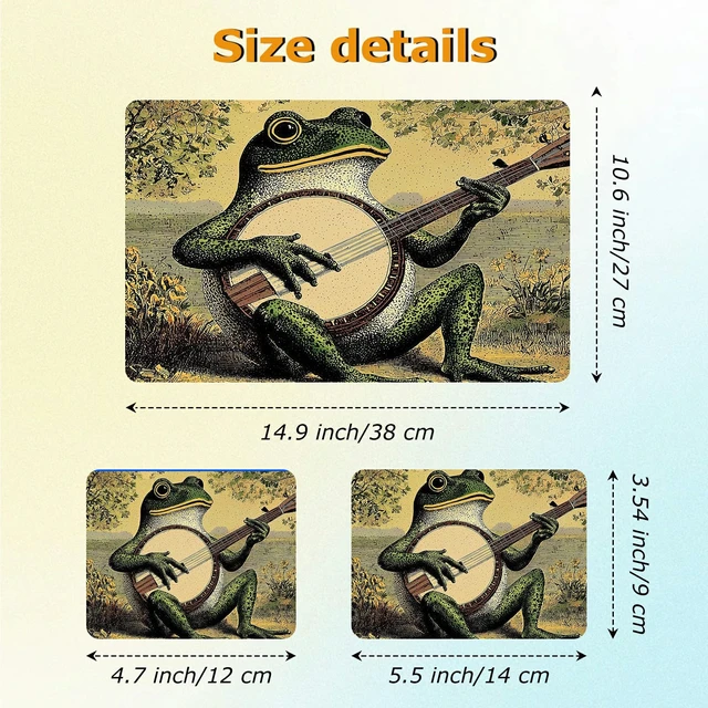 Alt view image 2 of 7 - Universal Laptop Skin Sticker with 2 Wrist Pad Decals, 3-Piece Removable Vinyl Laptop Cover, Music Frog Waterproof Anti-Scratch, Easy-Trim Fit for 13.3" 14" 15.6" Laptops