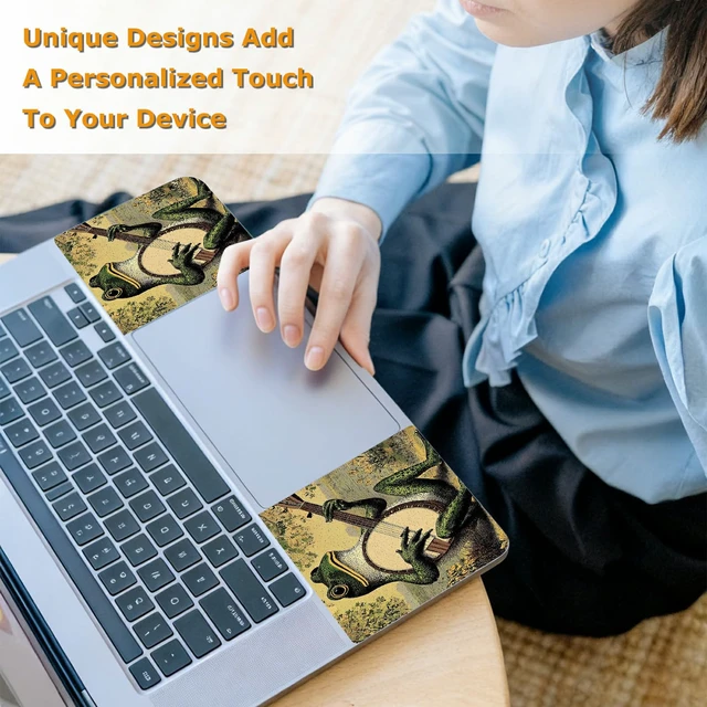 Alt view image 6 of 7 - Universal Laptop Skin Sticker with 2 Wrist Pad Decals, 3-Piece Removable Vinyl Laptop Cover, Music Frog Waterproof Anti-Scratch, Easy-Trim Fit for 13.3" 14" 15.6" Laptops