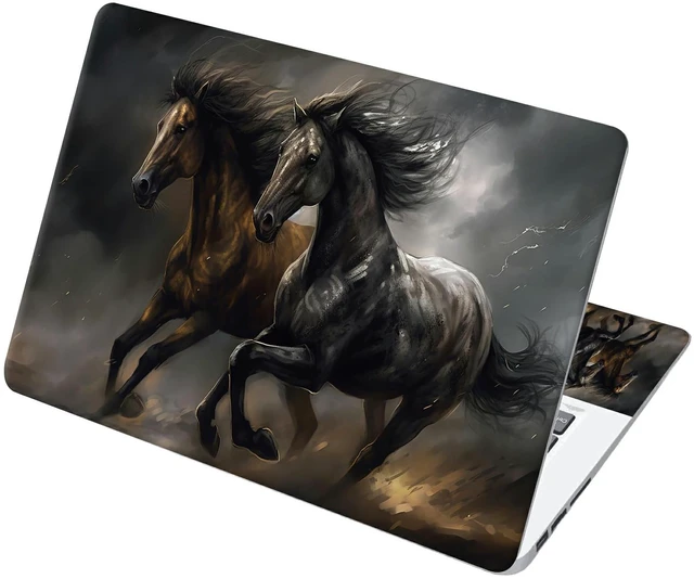 Main image of Universal Laptop Skin Sticker with 2 Wrist Pad Decals, 3-Piece Removable Vinyl Laptop Cover, Black Horse Waterproof Anti-Scratch, Easy-Trim Fit for 13.3" 14" 15.6" Laptops