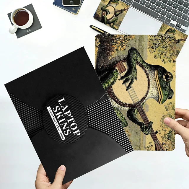 Alt view image 7 of 7 - Universal Laptop Skin Sticker with 2 Wrist Pad Decals, 3-Piece Removable Vinyl Laptop Cover, Music Frog Waterproof Anti-Scratch, Easy-Trim Fit for 13.3" 14" 15.6" Laptops