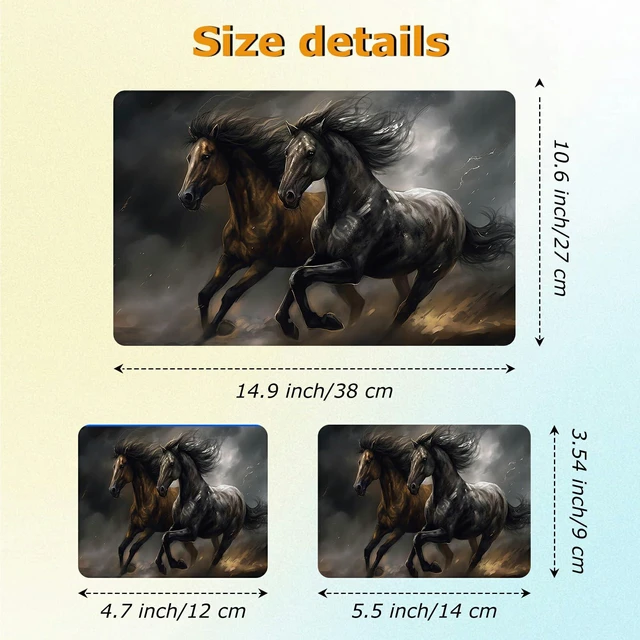 Alt view image 2 of 7 - Universal Laptop Skin Sticker with 2 Wrist Pad Decals, 3-Piece Removable Vinyl Laptop Cover, Black Horse Waterproof Anti-Scratch, Easy-Trim Fit for 13.3" 14" 15.6" Laptops