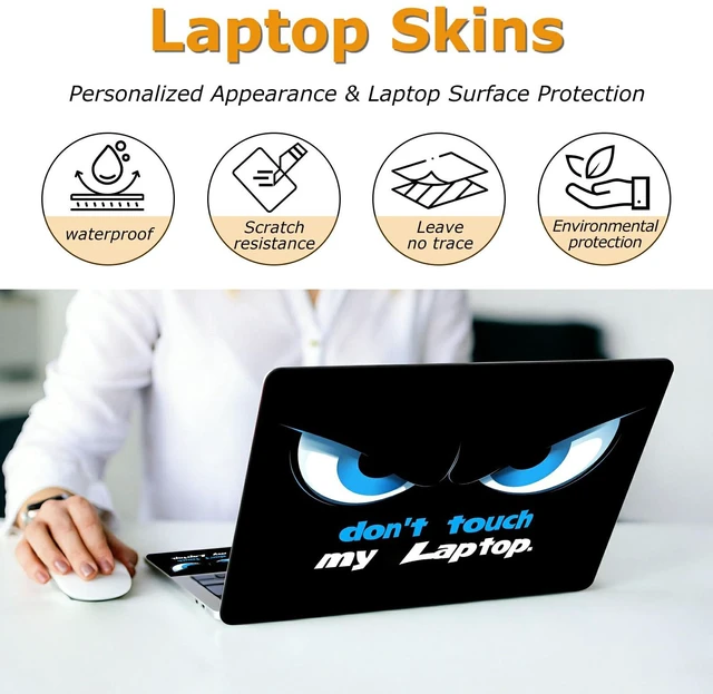 Alt view image 4 of 7 - Universal Laptop Skin Sticker with 2 Wrist Pad Decals, 3-Piece Removable Vinyl Laptop Cover, Don't Touch Waterproof Anti-Scratch, Easy-Trim Fit for 13.3" 14" 15.6" Laptops