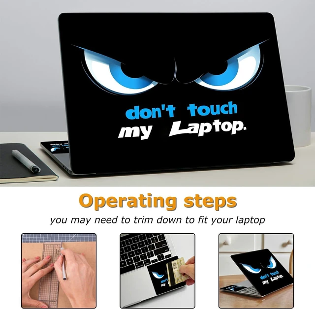 Alt view image 3 of 7 - Universal Laptop Skin Sticker with 2 Wrist Pad Decals, 3-Piece Removable Vinyl Laptop Cover, Don't Touch Waterproof Anti-Scratch, Easy-Trim Fit for 13.3" 14" 15.6" Laptops