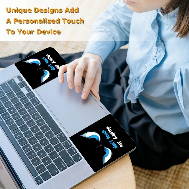 Alt view image 6 of 7 - Universal Laptop Skin Sticker with 2 Wrist Pad Decals, 3-Piece Removable Vinyl Laptop Cover, Don't Touch Waterproof Anti-Scratch, Easy-Trim Fit for 13.3" 14" 15.6" Laptops