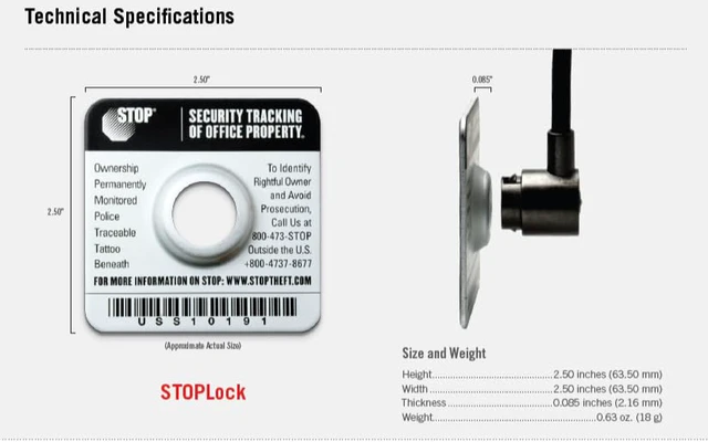 Alt view image 5 of 5 - Lock Anti-Theft Plate w/Heavy-Duty Steel Cable Lock & 24/7 Recovery Laptops/Tablets/Devices USA Made