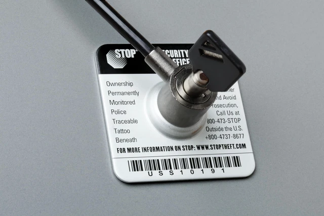 Alt view image 2 of 5 - Lock Anti-Theft Plate w/Heavy-Duty Steel Cable Lock & 24/7 Recovery Laptops/Tablets/Devices USA Made