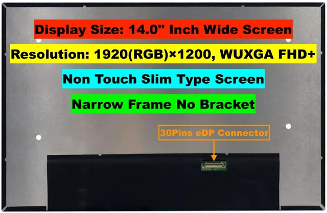 Alt view image 2 of 7 - New Screen Replacement for BOE NV140WUM-N43 V8.0 1920X1200 FHD+ Non-Touch LCD LED Display with Set of Tape and Tools