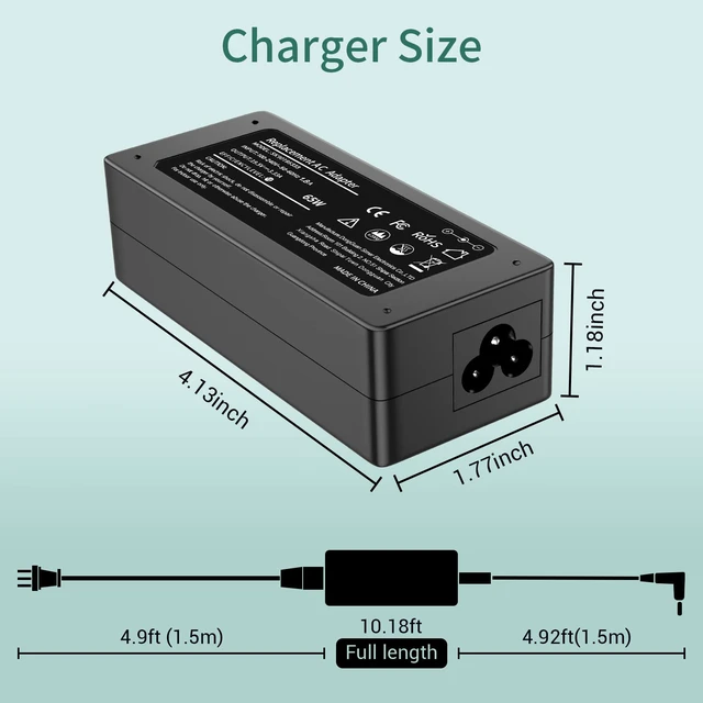 Alt view image 3 of 7 - AC Adapter Charger for HP Envy 15m-bp111dx, 15m-bp112dx. by USA®