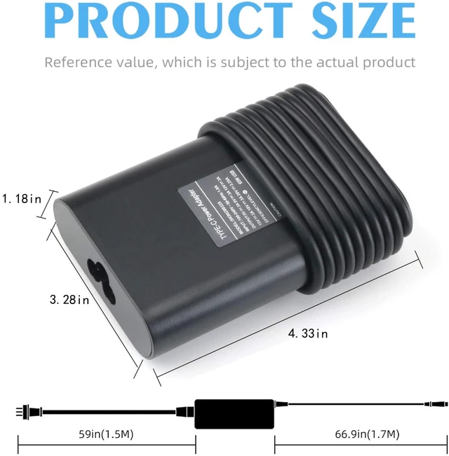 Alt view image 2 of 7 - AC Adapter Charger for Dell Inspiron Chromebook 14 (7486) 2-in-1, P94G. by USA