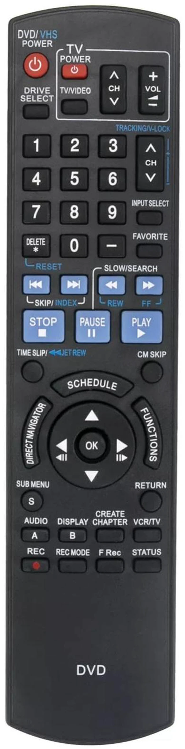 Main image of N2QAYB000197 Replacement Remote Control for Panasonic DVD Recorder VCR No programming or pairing needed, Replace Remote Compatible Models DMR-EZ48 DMR-EZ485 DMR-EZ48V