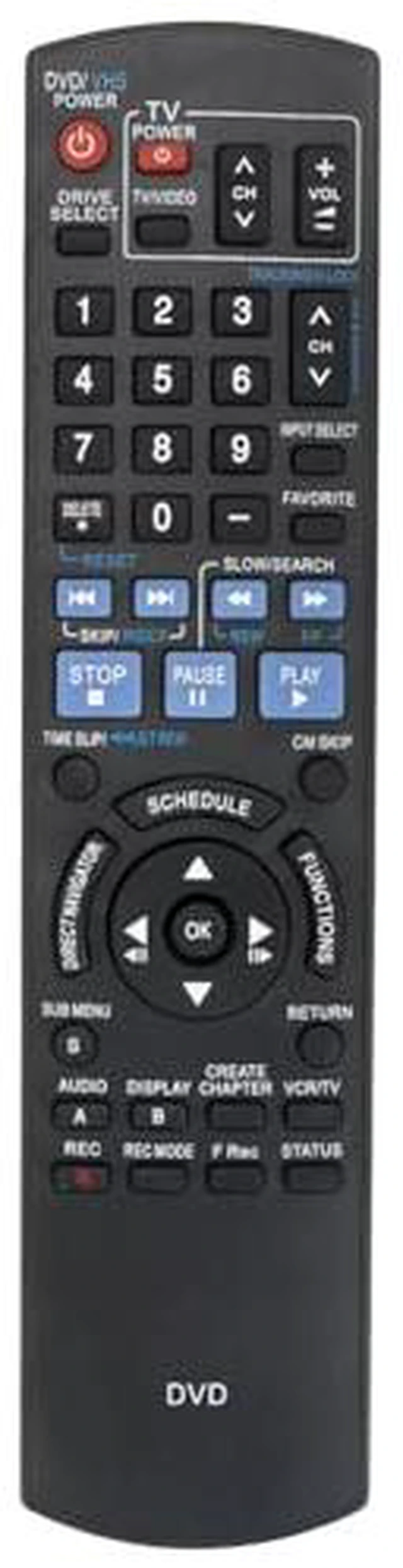 Alt view image 5 of 5 - N2QAYB000197 Replacement Remote Control for Panasonic DVD Recorder VCR No programming or pairing needed, Replace Remote Compatible Models DMR-EZ48 DMR-EZ485 DMR-EZ48V