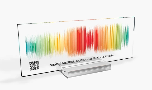 Alt view image 5 of 7 - Sound Gifts Sound Wave Art Custom Sound Wave 3D Print Personal Voice Message or Sound Clip with Photo on Premium Clear Acrylic Glass Block 8"x3"