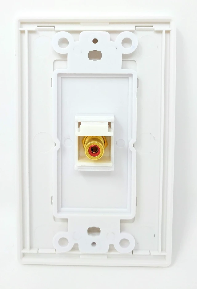Alt view image 2 of 3 - 1 RCA Red for Subwoofer Audio Port Wall Plate Screwless Decorative - White