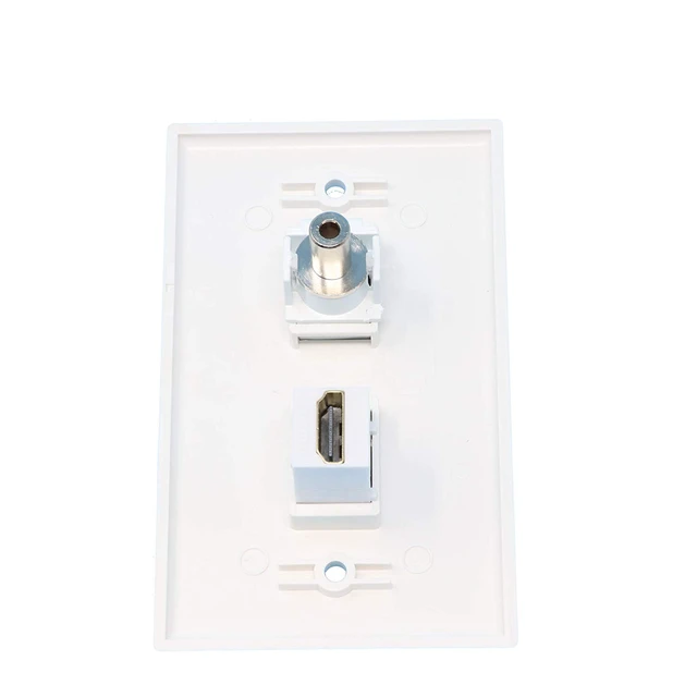 Alt view image 2 of 2 - 1 3.5mm Audio/Headphone Jack and 1 HDMI Port Wall Plate - White