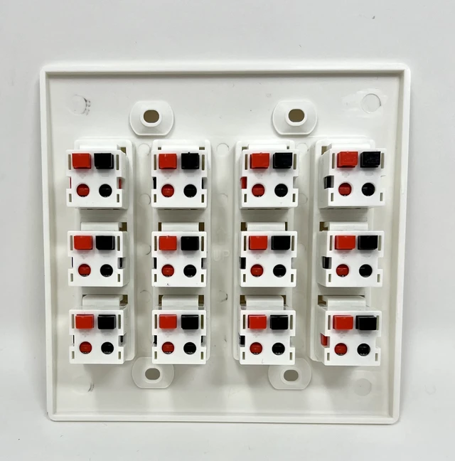 Alt view image 3 of 3 - 12 Port Speaker Jack Dual Gang Wall Plate for Home Theater - White