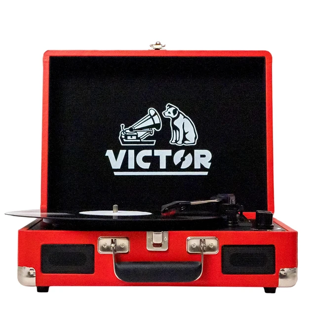 Alt view image 2 of 7 - VSRP-800-RD Turntable, Bluetooth, Portable Metro 3-Speed Portable Suitcase Turntable Record Player - Dual Bluetooth in & Out & Built-In Stereo Speakers