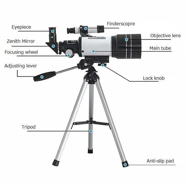 Alt view image 5 of 7 - Telescope for Beginners, 70mm Aperture Refractor Portable Travel Telescope for Adult with Tripod, Finder Scope