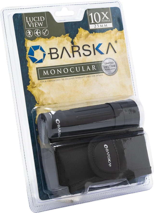 Alt view image 2 of 6 - X BARSKA Lucid 10x25 Monocular with BK-7 Roof Prisms and Fully Coated Optics (Black)