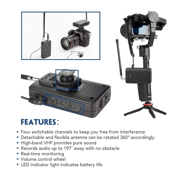 Alt view image 4 of 7 - SR-WM4C Wireless Lavalier Microphone System for Canon 6D 600D 5D2 5D3 Nikon D800 Sony DV DSLR Camcorders