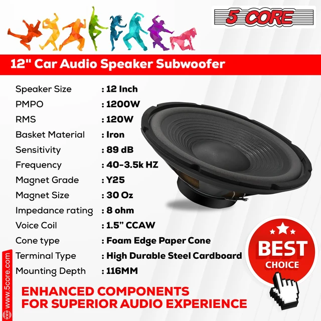 Alt view image 5 of 7 - 12" Subwoofer 2PC 1200W 8 Ohm Pro Audio 30 Oz Magnet 1.5" Voice Coil Deep Powerful Bass PA DJ Woofer WF 12120 8OHMS 2PCS