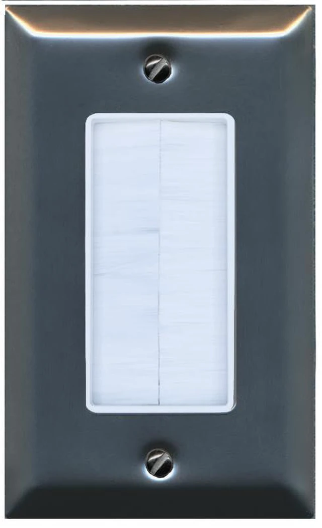 Main image of 1 Gang Brush Plate Pass Through Decorative Stainless Steel Wall Plate