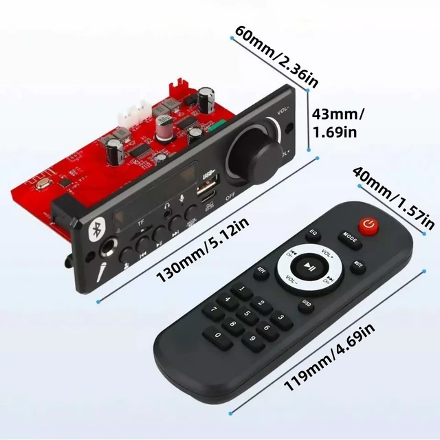 Alt view image 2 of 7 - DC 12V MP3 Decoder Board USB TF Bluetooth 5.0 Connection Support MP3 WAV APE FLAC Lossless Music Format
