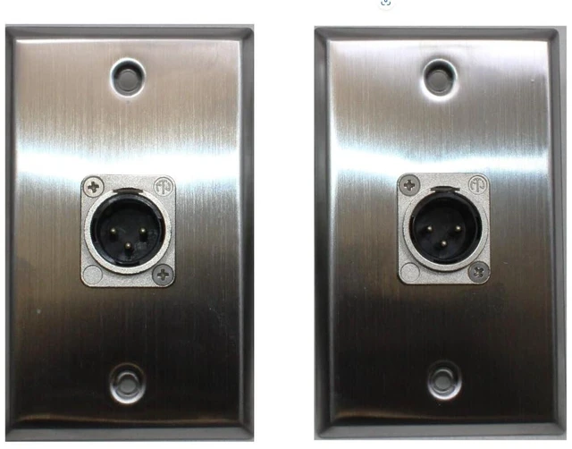 Main image of (2) Two XLR Single Wall Plates w/NEUTRIK NC3MD-L-1 Male 3 Pin (Stainless Steel)