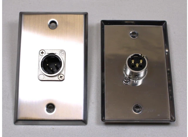 Alt view image 2 of 4 - (2) Two XLR Single Wall Plates w/NEUTRIK NC3MD-L-1 Male 3 Pin (Stainless Steel)