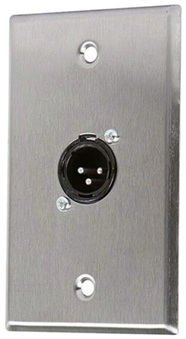 Alt view image 4 of 4 - (2) Two XLR Single Wall Plates w/NEUTRIK NC3MD-L-1 Male 3 Pin (Stainless Steel)