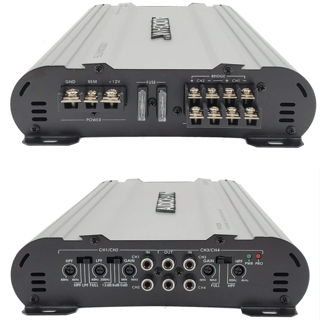 Alt view image 4 of 7 - 4 Channels 1000 WATTS Bridgedable Car Audio Stereo Amplifier P1004 Heavy-Duty Aluminum Alloy Heatsink Class A-B Operation Remote On/Off Circuit