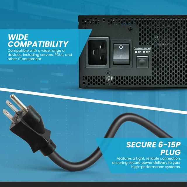 Alt view image 6 of 7 - IronBox Electric - Heavy Duty 6-15P to C19 Power Cord - Rated for 15A/250V, 12/3 AWG SJT Jacket - Durable Power Cable for Servers, PDU, IT Equipment - Ideal for Data Centers & Offices (3 ft, Molded)