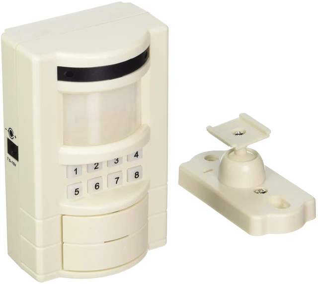 Main image of Battery Operated Wireless Motion Sensor Alarm, White Battery-powered wireless motion sensor security alarm. Simple no-wiring installation for home or garage protection